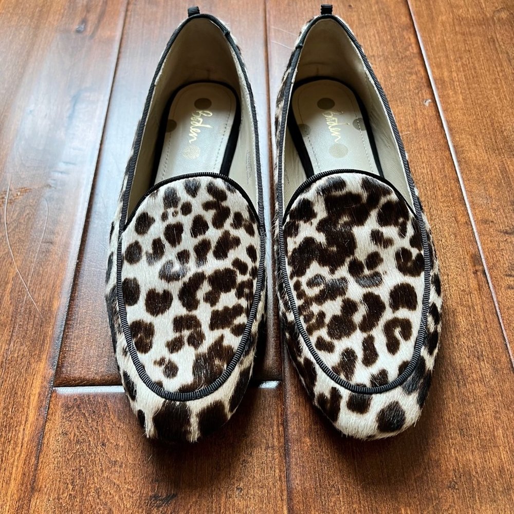 Boden Snow Leopard Loafers